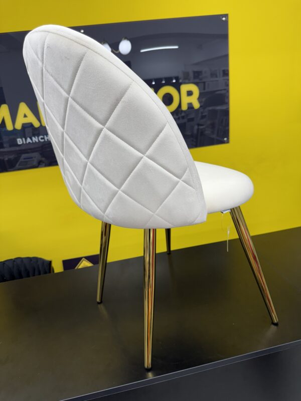 Sedia Antalya in velluto beige con gambe metallo oro - immagine 2